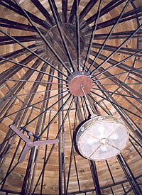 Looking straight up at the Tabernacle's central truss hub
